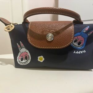 Cute Navy and Brown Handbag with Cartoon Patches
